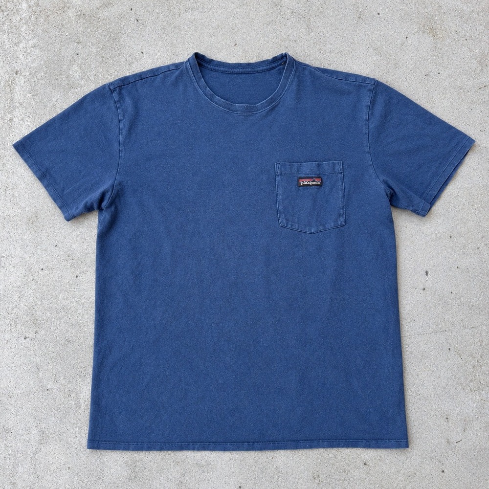 Patagonia Hemp Blend Short Sleeve Pocket T-Shirt Navy Blue Size XL